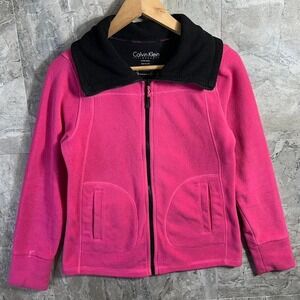 Calvin Klein Women's Performance Fleece Jacket Size XS Pink Black Zipper Front